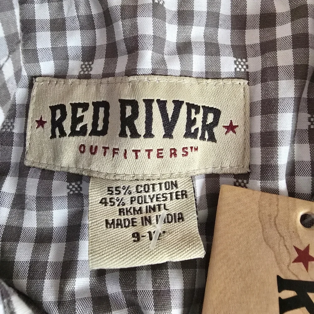 Red River Western Pearl Snap Button Classic Checkered Kids One Piece NWT